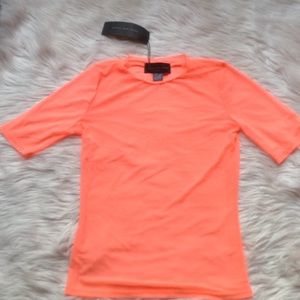 Know one cares neon orange sheer top size medium